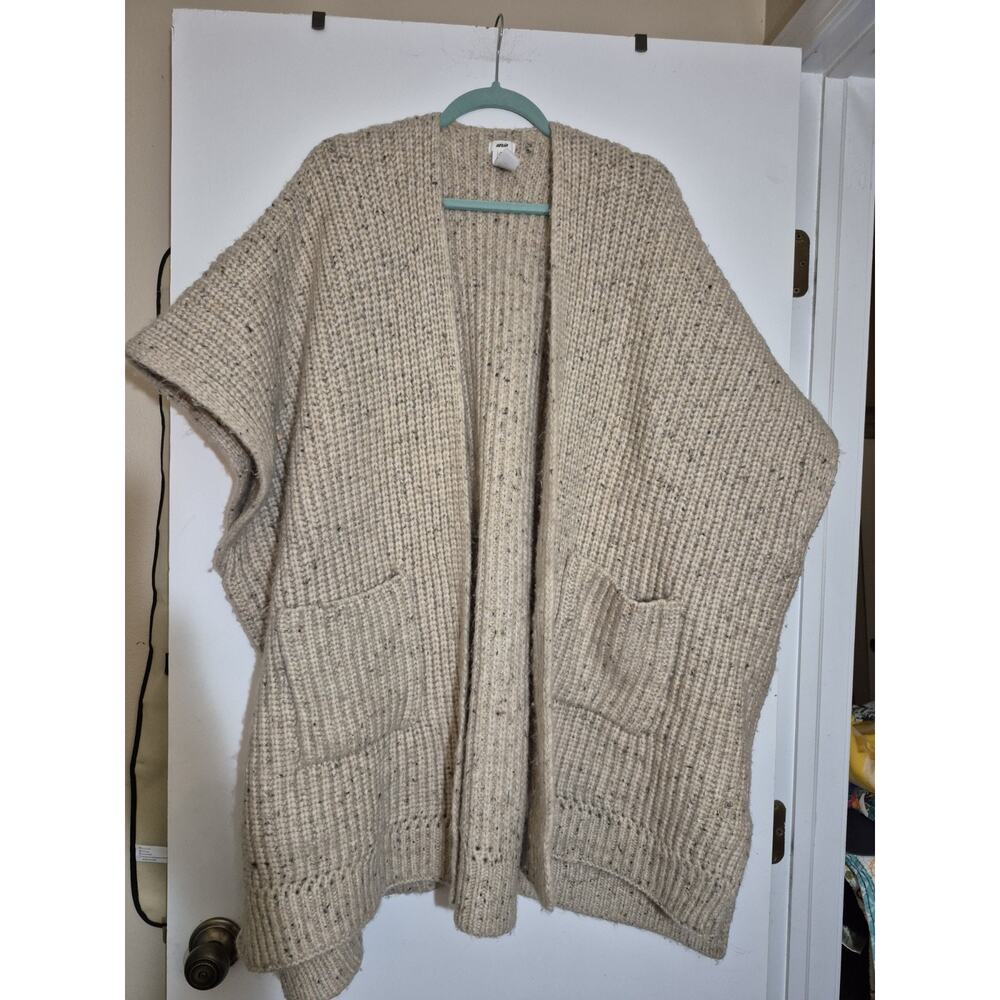 💥 Aerie Ribbed Sweater Cape Cozy Cloud Open-Front Beach Dune Size OS - Picture 2 of 9